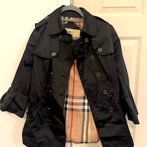 Black Burberry women’s jacket with belt. Size 2.